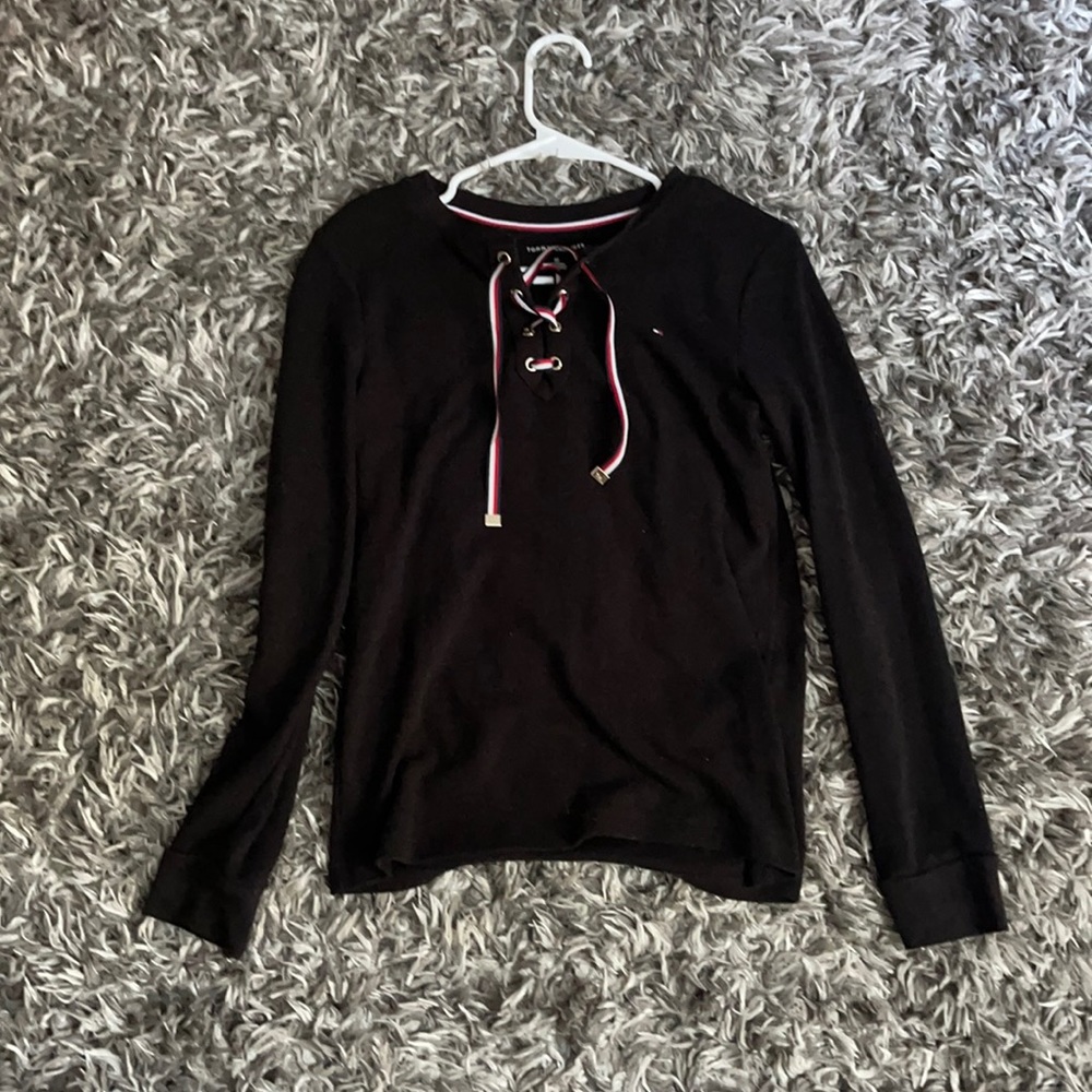 Black Tommy Hilfiger criss cross top
